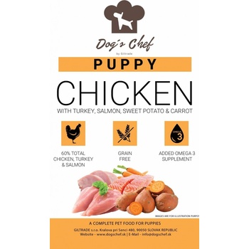 Dog's Chef Chicken Turkey & Salmon With Sweet Potato and Carrot All Puppies 15 kg