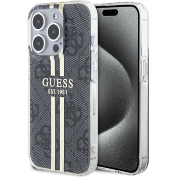 Guess IML 4G Gold Stripe iPhone 15 Pro, čierne