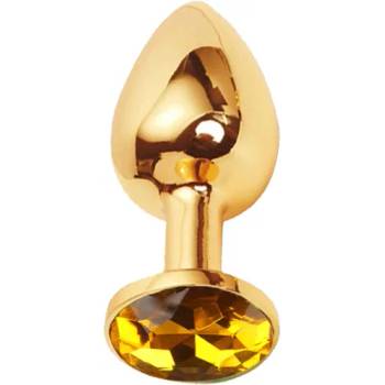 Image 1 of Sensual Метално дилдо Butt Plug "GOLD CRYSTAL YELLOW" 8 см. Размер - M
