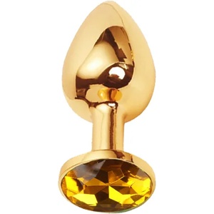 Sensual Метално дилдо Butt Plug "GOLD CRYSTAL YELLOW" 8 см. Размер - M