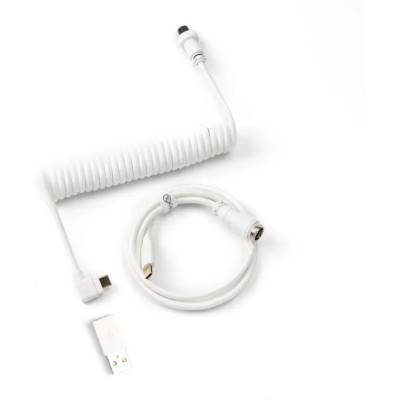 Кабел за клавиатура Keychron Coiled Aviator Cable Angled USB-C, бял (Cab-9)