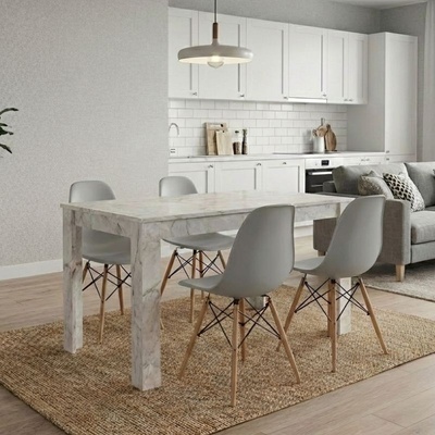 TopMebel Комплект за трапезария 5 части Darlen - Nova бял мраморен цвят - сив 125x72x74см