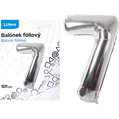 Balónek foliový č. 7 STŘÍBRNÝ 101cm