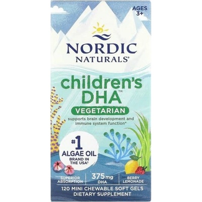 Nordic Naturals Children's DHA Vegetarian 375 mg [120 Дъвчащи таблетки] Бери лимонада