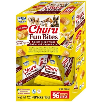 INABA Dog Churu Fun Bites Chicken with Cheese 8 x 12 g kuracie a syrové wrapy pre psov