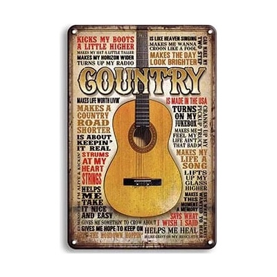 Plechová ceduľa Country music