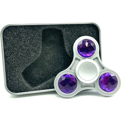 Stříbrný fidget spinner HQ fialový diamant