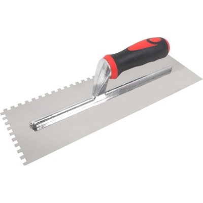TOPTRADE hladítko nerezové, s pogumovanou rukoväťou, zub 6 mm, 360 x 120 mm