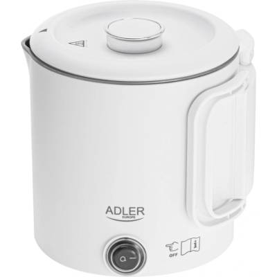 Adler Електрическа кана за туризъм Adler AD 1388w, 650W, 0.8 л, Сваляем капак, Въртяща се основа, Бял (AD 1388w)