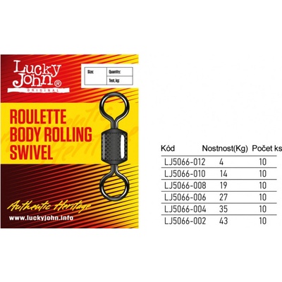 Lucky John Obratlík Roulette Body Rolling Swivels veľ.10 10 ks