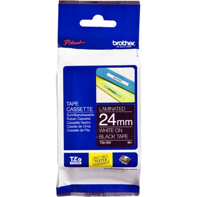 Brother TZE355 Biela Čierna 24 mm