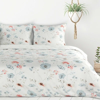 Takoy Obliečky z mikrovlákna bielej a svetlomodrej farby s kvetinovým motívom INES Design 91-HF-459330 160x200