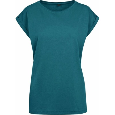 Build Your Brand Voľné dámske tričko s ohrnutými rukávmi Teal