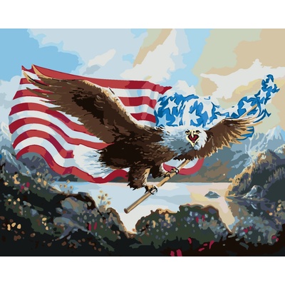 ZUTY Malování podle čísel OREL S VLAJKOU USA D RUSTY RUST Rozměr 40 x 50 cm Rámování vypnuté plátno na rám