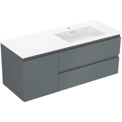Mexen Rivel шкаф за баня 120 см с мивка Otis дясна, 2S, 1D, раздвижна, графит/бял (91A23-12047-3-BBFFF66-W18P01)