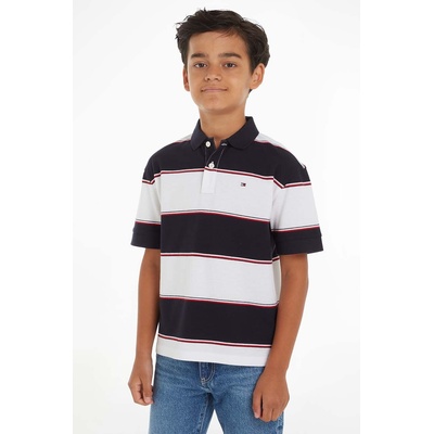 Tommy Hilfiger Детска памучна тениска с яка Tommy Hilfiger в тъмносиньо с десен (KB0KB08857.116.122.PPYH)