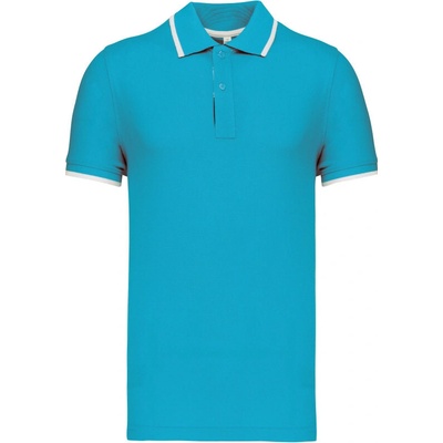 Kariban Vintage K245 pánska polokošeľa light turquoise/white/navy
