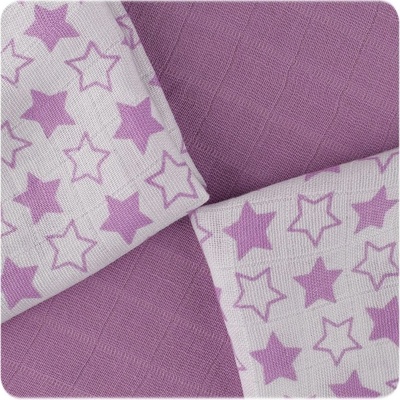 Kikko Bambusové BMB 30 x 30 Little stars MIX 2018 lilac 9 ks