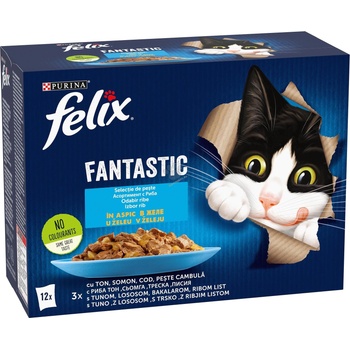 Purina Felix Fantastic Multipak Salmon / Flounder - паучове с риба 12 х 85 гр