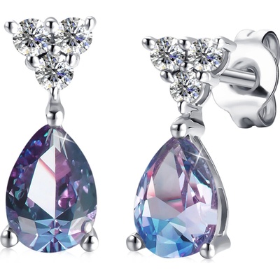 Royal Fashion strieborné náušnice pozlátené bielym zlatom Alexandrit DGES0026-WG