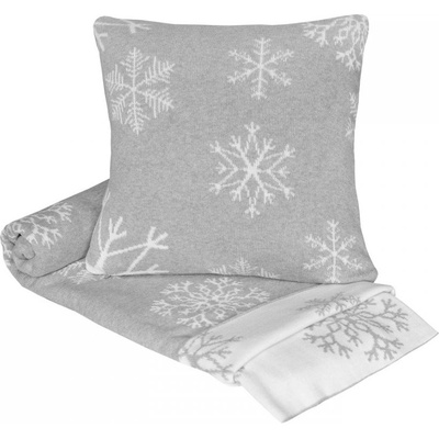 SCANquilt Deka pletená SUOMI vločky sivá smotanová 130x190