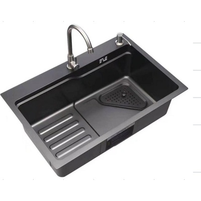 Cascada Мултифункционална кухненска мивка Cascada 6845 - сатенено PVD черно + нано покритие (3524904)