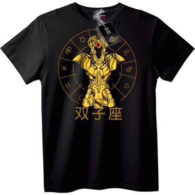 NOONEBRAND Тениска с Зодиакален Знак Близнаци - 2XL, Black