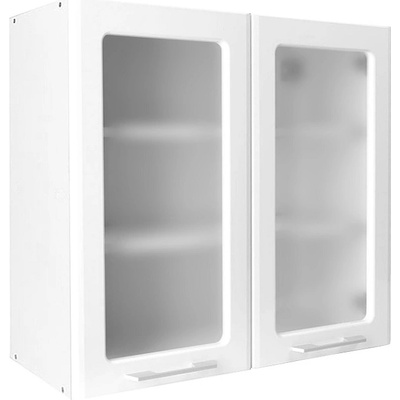 Matis Кухненски шкаф горен с две витрини in mdf v80/s бял гланц