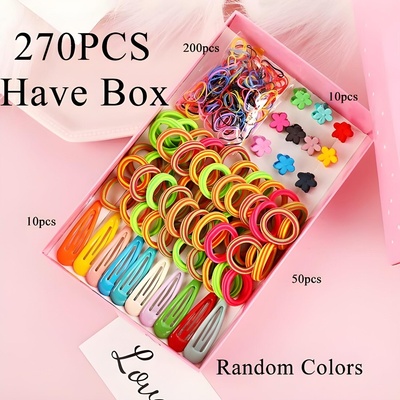 HARAHU Комплект гумички и фиби с кутия - 270бр kp7832 (7832)