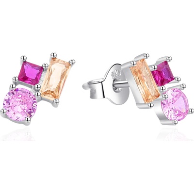 AGATO Stylové stříbrné náušnice s barevnými zirkony AGT-E124PC
