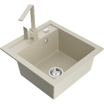 Mexen Vito мивка от гранит с 1 камера и кухненски смесител Rita, бежов - 6503-69-670300-69 (6503-69-670300-69)