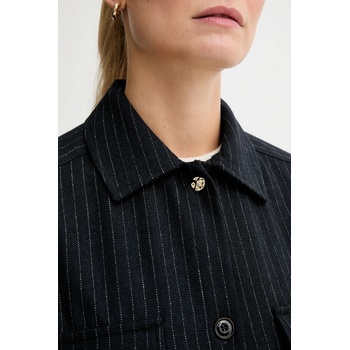 Sessùn Риза с вълна Sessun в тъмносиньо със свободна кройка с класическа яка 25110028 (25110028)