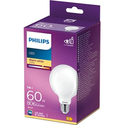 Philips 8718699764692 LED žárovka 1x7W E27 806lm 2700K teplá bílá, matná bílá, EyeComfort