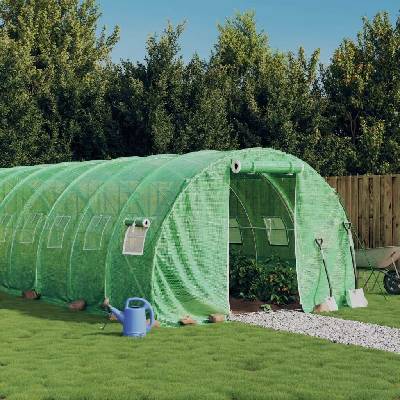 vidaXL Skleník s ocelovým rámem 30 m² 10 x 3 x 2 m 3188042 Zelená