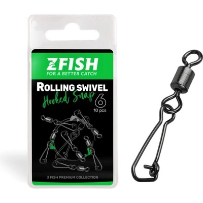 Zfish Obratlík Rolling Swivel & Hooked Snap Veľkosť 8 10ks 23kg