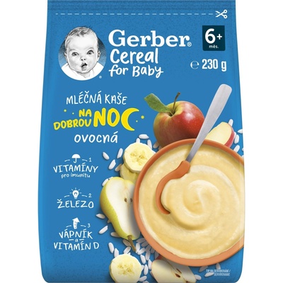 Gerber Cereal mléčná kaše ovocná Dobrou noc 230 g