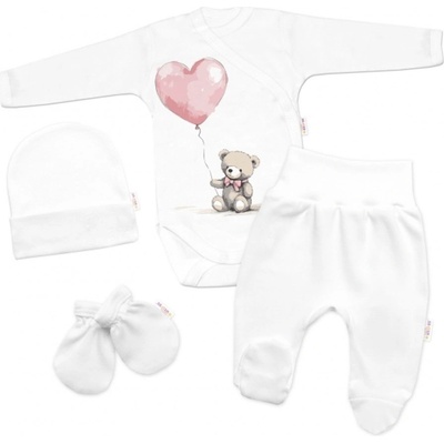 Baby Nellys Sada do porodnice pro miminko 4D Teddy Love bílá/růžová – Zboží Mobilmania