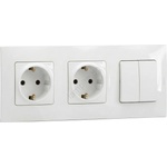 Legrand - Двойна домашна SCHUKO розетка и двоен ключ №5 с бяла рамка NILOE 250V (LR0023E)