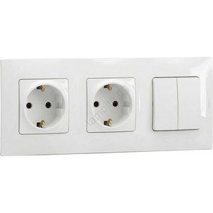 Legrand - Двойна домашна SCHUKO розетка и двоен ключ №5 с бяла рамка NILOE 250V (LR0023E)