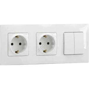 Legrand Legrand-Двойна домашна розетка SCHUKO 250V/16A и двоен ключ №5 с бяла рамка NILOE (LR0023E)