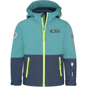 TROLLKIDS Детско софтшел яке Trollkids Kid's Skjorta Jacket Softshell jacket - Stormy Blue / Mystic Blue / Glow Green II - размер 164 (EU) (703-6162-1020)