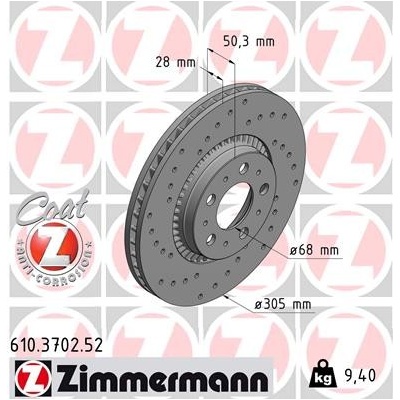 ZIMMERMANN Brzdový kotúč 610370252