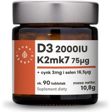 Aura Herbals Vitamín D3 2000 IU + K2 + zinok + selén 90 tabliet