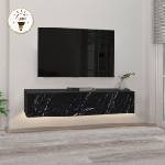 TopMebel Aristo TopMebel меламинов стенен ТВ шкаф с LED осветление в черен мраморен ефект 135x31.6x25cm