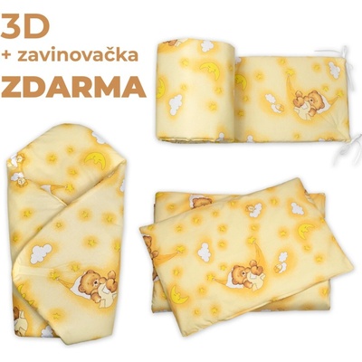 Baby Nellys 3D Mantinel s povlečením + zavinovačka Medvídek krémový 135 x 100 cm – Hledejceny.cz