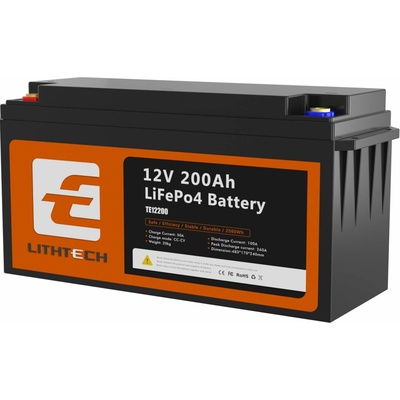 LITHTECH LiFePO4 baterie pro solární systémy 12,8V 200Ah TE12200 Bluetooth BMS IP66 04250962