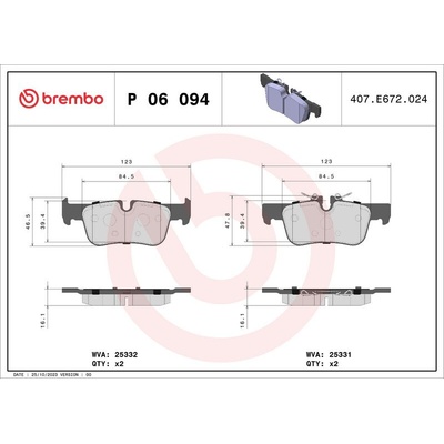Sada brzdových destiček BREMBO P06094 - BMW, MINI