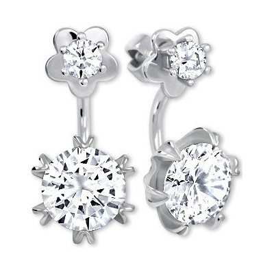 Soliter Třpytivé stříbrné náušnice 2v1 436 001 00421 04