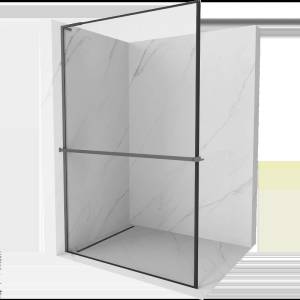 Mexen Kioto+ L душ панел с рафт Walk-in 50 x 200 cm, черна рамка, gun metal - 800-050-123-95-70 (800-050-123-95-70)