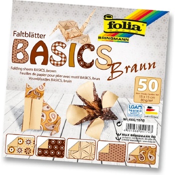 Folia 466/1010 Origami papír Basics 80 g/m2 10 x 10 cm 50 archů hnědý
